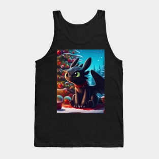 Christmas Dragon Wonderland: Festive Art Prints Featuring Whimsical Dragon Designs for a Joyful Holiday Celebration! Tank Top